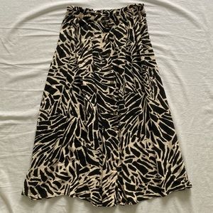 Zebra print button down midi skirt
